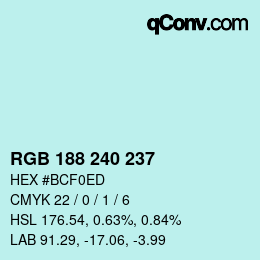 Color code: RGB 188 240 237 | qconv.com