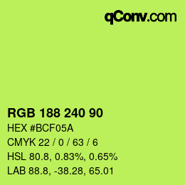 Color code: RGB 188 240 90 | qconv.com