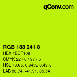 Color code: RGB 188 241 8 | qconv.com