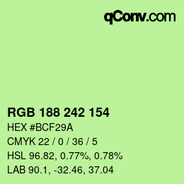 Color code: RGB 188 242 154 | qconv.com