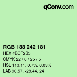 カラーコード: RGB 188 242 181 | qconv.com