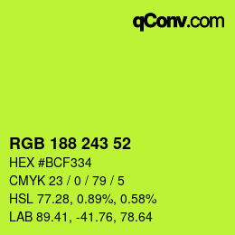 Color code: RGB 188 243 52 | qconv.com