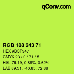 Color code: RGB 188 243 71 | qconv.com
