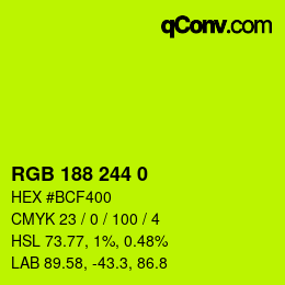 Color code: RGB 188 244 0 | qconv.com