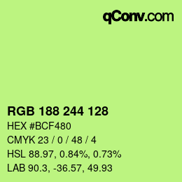 Color code: RGB 188 244 128 | qconv.com