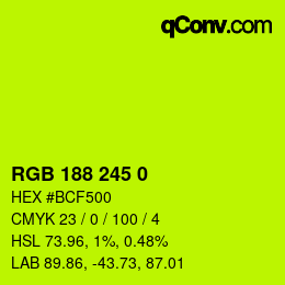 Color code: RGB 188 245 0 | qconv.com
