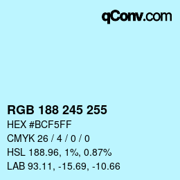 カラーコード: RGB 188 245 255 | qconv.com
