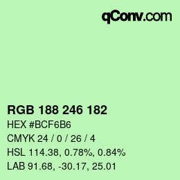 Farbcode: RGB 188 246 182 | qconv.com