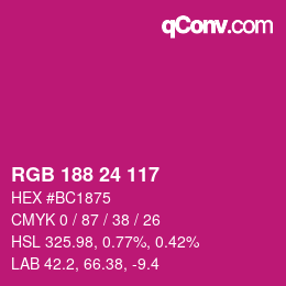 カラーコード: RGB 188 24 117 | qconv.com