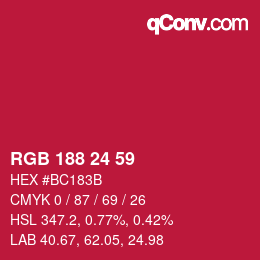 Color code: RGB 188 24 59 | qconv.com