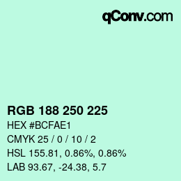 Color code: RGB 188 250 225 | qconv.com