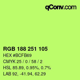 Color code: RGB 188 251 105 | qconv.com