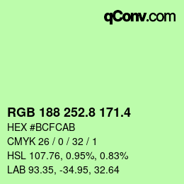 カラーコード: RGB 188 252.8 171.4 | qconv.com