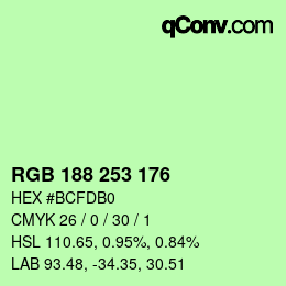 Color code: RGB 188 253 176 | qconv.com