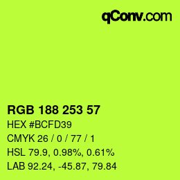 カラーコード: RGB 188 253 57 | qconv.com