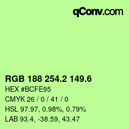 カラーコード: RGB 188 254.2 149.6 | qconv.com