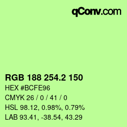 カラーコード: RGB 188 254.2 150 | qconv.com