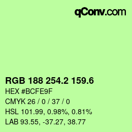 カラーコード: RGB 188 254.2 159.6 | qconv.com