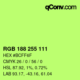 Color code: RGB 188 255 111 | qconv.com