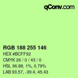 カラーコード: RGB 188 255 146 | qconv.com