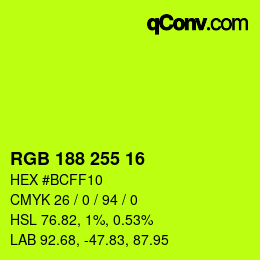 Color code: RGB 188 255 16 | qconv.com