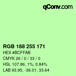 Color code: RGB 188 255 171 | qconv.com