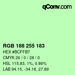 Color code: RGB 188 255 183 | qconv.com