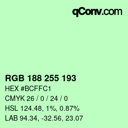 Color code: RGB 188 255 193 | qconv.com