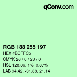 Color code: RGB 188 255 197 | qconv.com
