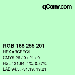 Color code: RGB 188 255 201 | qconv.com
