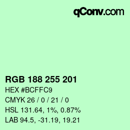 Color code: RGB 188 255 201 | qconv.com