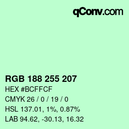 カラーコード: RGB 188 255 207 | qconv.com