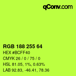 Color code: RGB 188 255 64 | qconv.com
