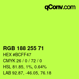 Color code: RGB 188 255 71 | qconv.com