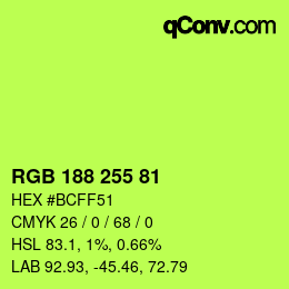 Color code: RGB 188 255 81 | qconv.com
