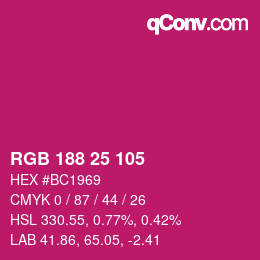 Color code: RGB 188 25 105 | qconv.com