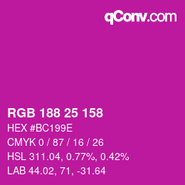 Color code: RGB 188 25 158 | qconv.com