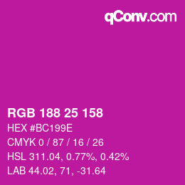 カラーコード: RGB 188 25 158 | qconv.com