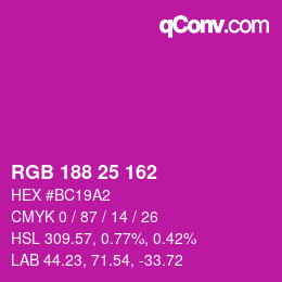 Color code: RGB 188 25 162 | qconv.com