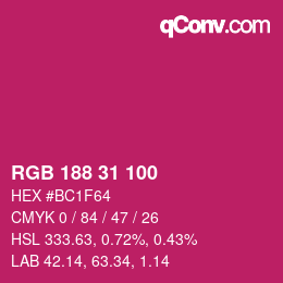Color code: RGB 188 31 100 | qconv.com
