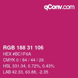 Color code: RGB 188 31 106 | qconv.com