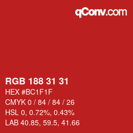 Color code: RGB 188 31 31 | qconv.com
