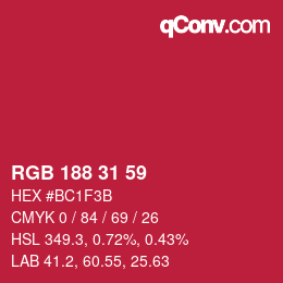 Color code: RGB 188 31 59 | qconv.com