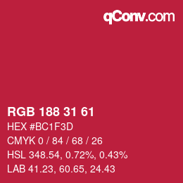 Color code: RGB 188 31 61 | qconv.com