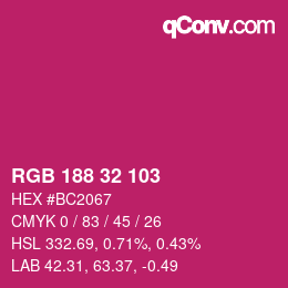 Color code: RGB 188 32 103 | qconv.com