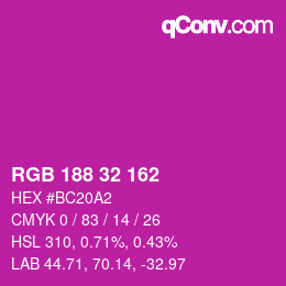 Color code: RGB 188 32 162 | qconv.com