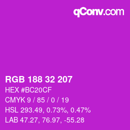 Color code: RGB 188 32 207 | qconv.com