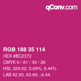 カラーコード: RGB 188 35 114 | qconv.com
