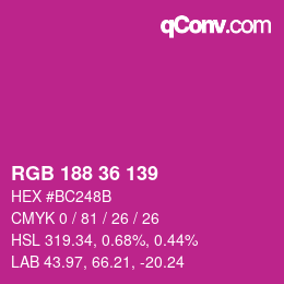 Code couleur: RGB 188 36 139 | qconv.com