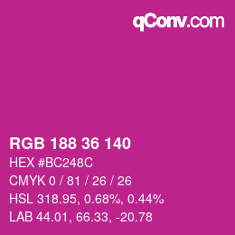 Código de color: RGB 188 36 140 | qconv.com